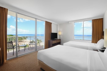 Room, 2 Queen Beds, Corner (Ocean Front) | In-room safe, blackout drapes, iron/ironing board, cribs/infant beds at Park Shore Waikiki