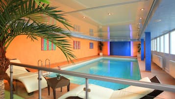 Indoor pool, open 7:00 AM to 10:00 PM, sun loungers