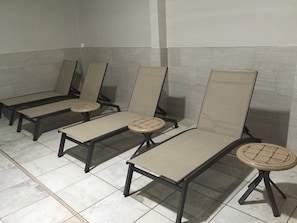 Indoor pool, open 8:00 AM to 11:00 PM, sun loungers