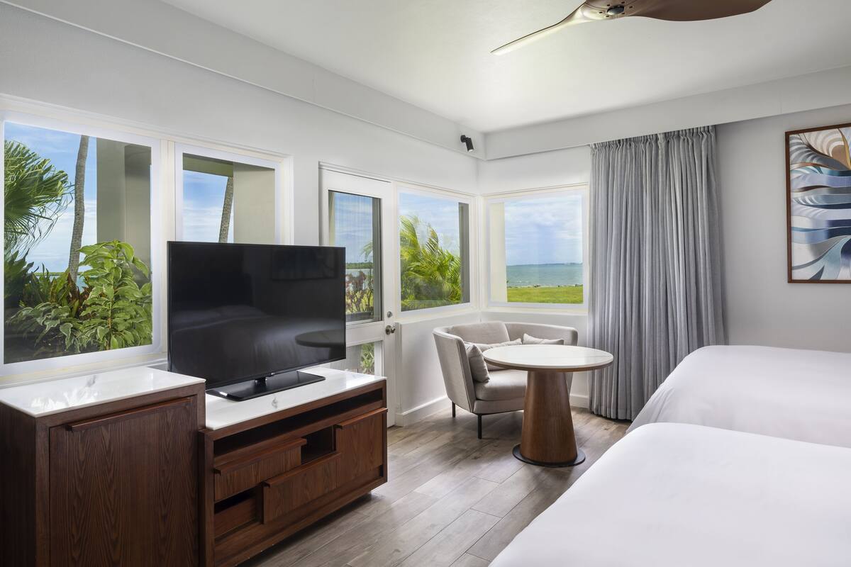 studio, 2 double beds, non smoking, oceanfront | 1 bedroom, in-room safe, desk, iron/ironing board