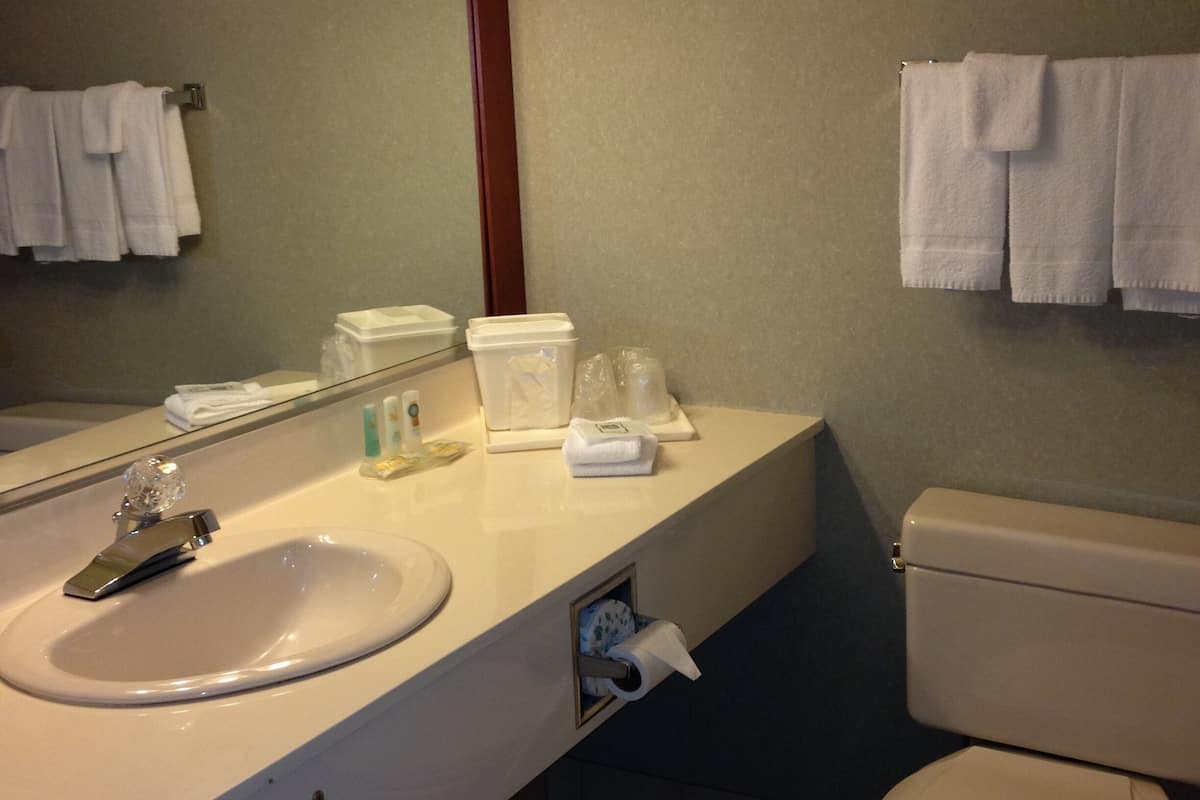 combined shower/bathtub, rainfall showerhead, designer toiletries