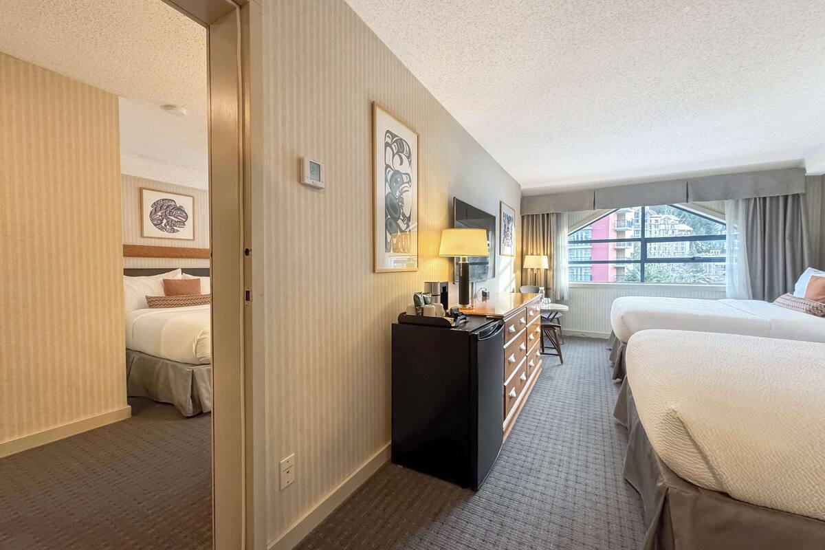 premium room, 2 queen beds | premium bedding, in-room safe, desk, blackout curtains