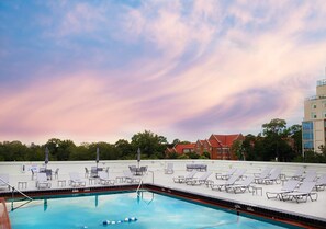 Outdoor pool, open 8:00 AM to 8:00 PM, pool loungers