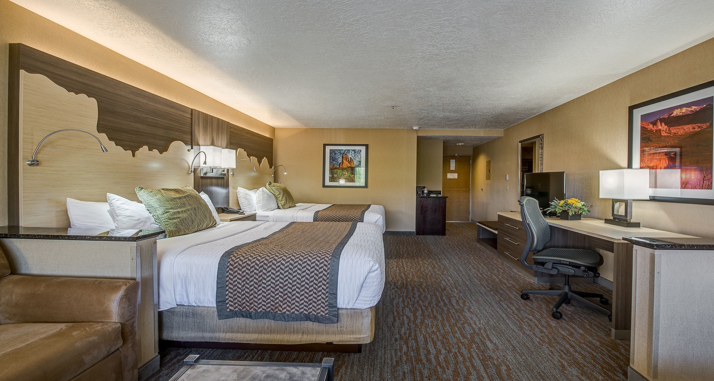 suite, 2 queen beds, non smoking, refrigerator | 1 bedroom, premium bedding, pillow-top beds, in-room safe