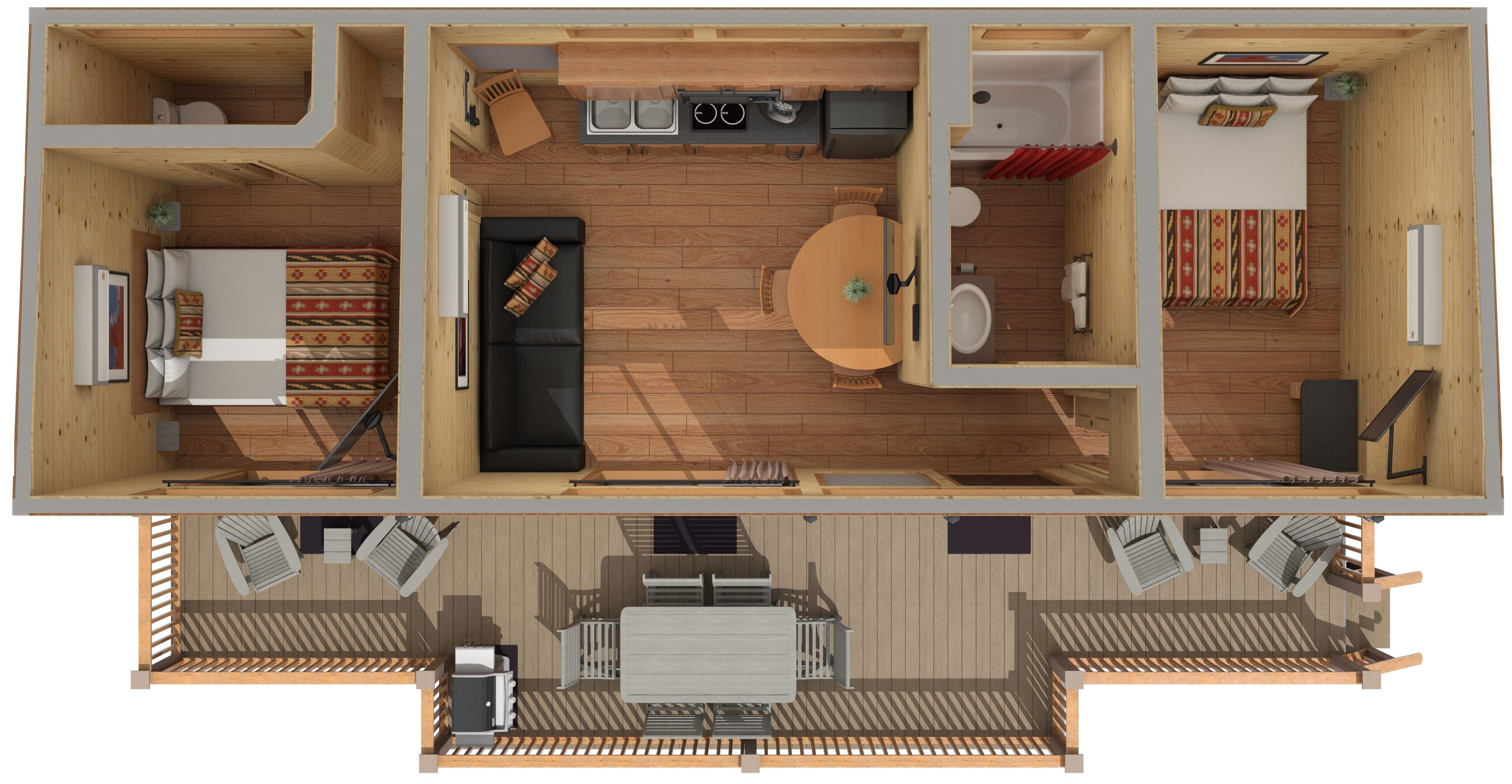 red cliff view two bedroom cabin | floor plan