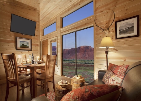 Red Cliff View Two Bedroom Cabin | Living area. Capitol Reef Resort