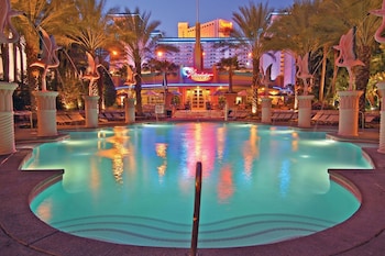 Seasonal outdoor pool, open 9:00 AM to 6:00 PM, cabanas (surcharge) at Flamingo Las Vegas Hotel & Casino