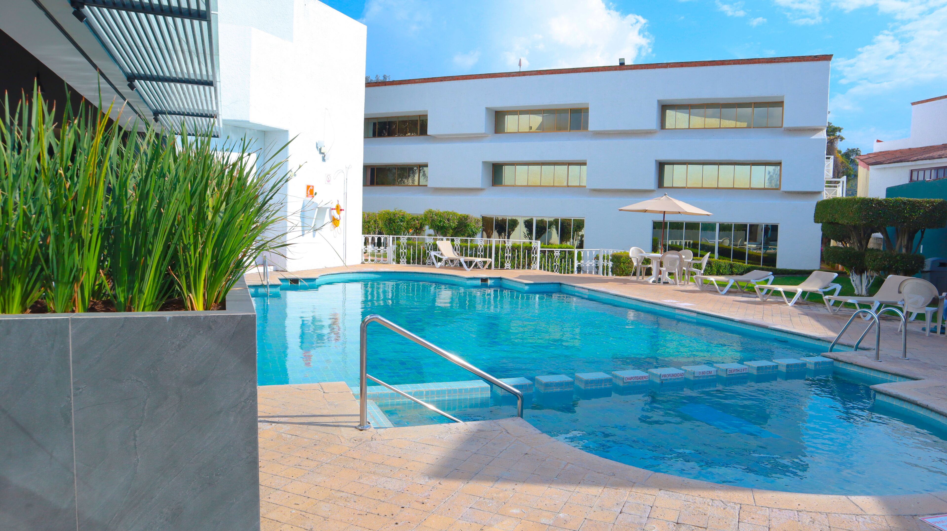 Outdoor pool, open 8:00 AM to 7:00 PM, sun loungers