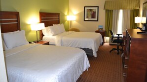 A hotel room with two beds, a desk, a chair, and a lamp. - Holiday Inn Express Harrisburg SW - Mechanicsburg by IHG (Mechanicsburg)