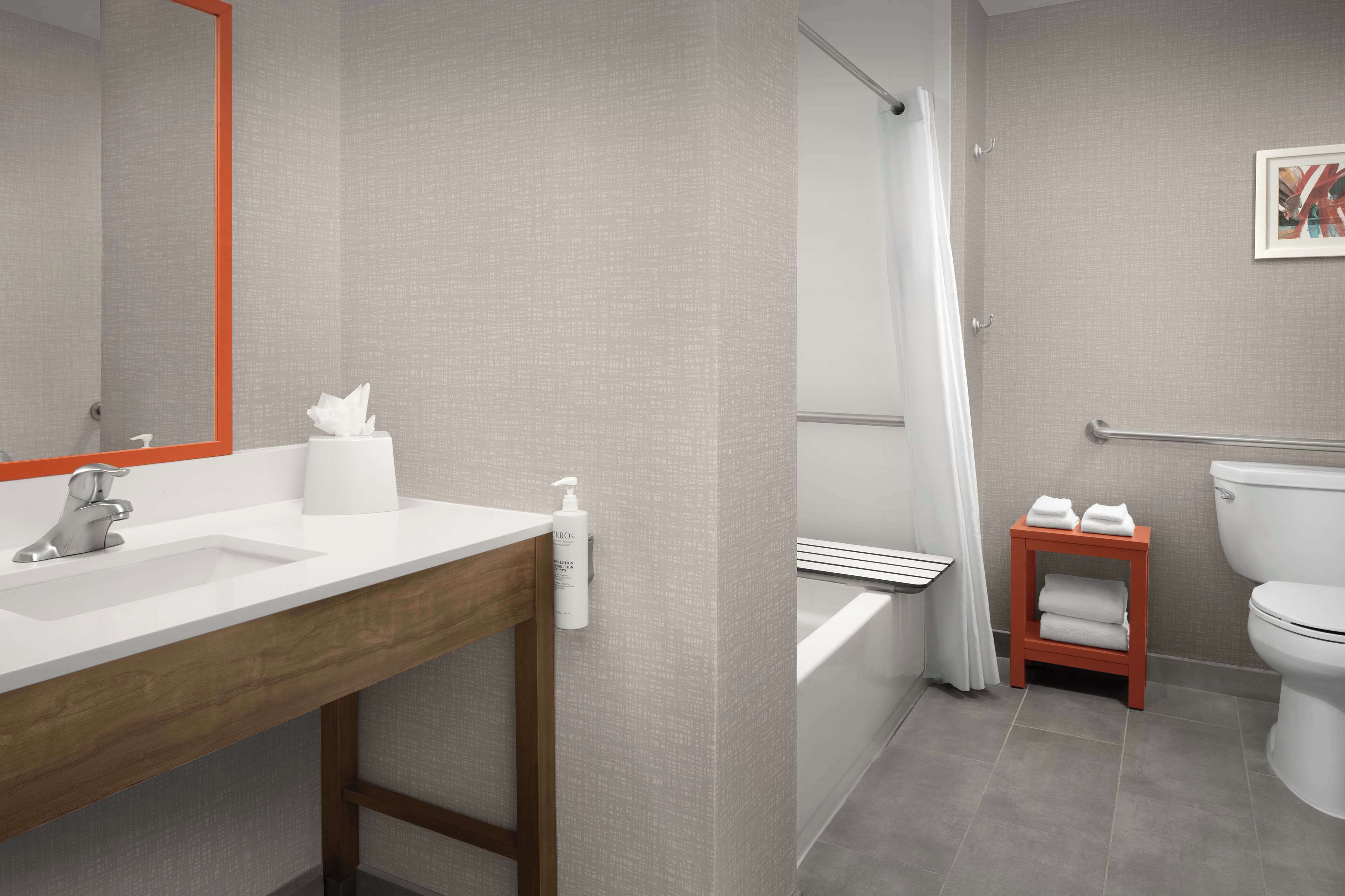 room, 2 queen beds, accessible, bathtub (mobility & hearing) | bathroom | combined shower/bathtub, free toiletries, hair dryer, towels