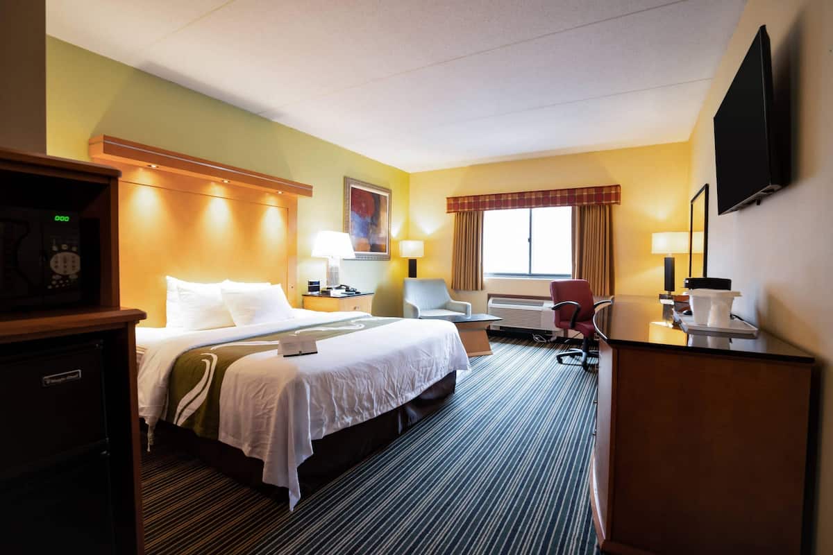 Standard Room, 1 King Bed, Non Smoking | Desk, laptop workspace, blackout drapes, iron/ironing board