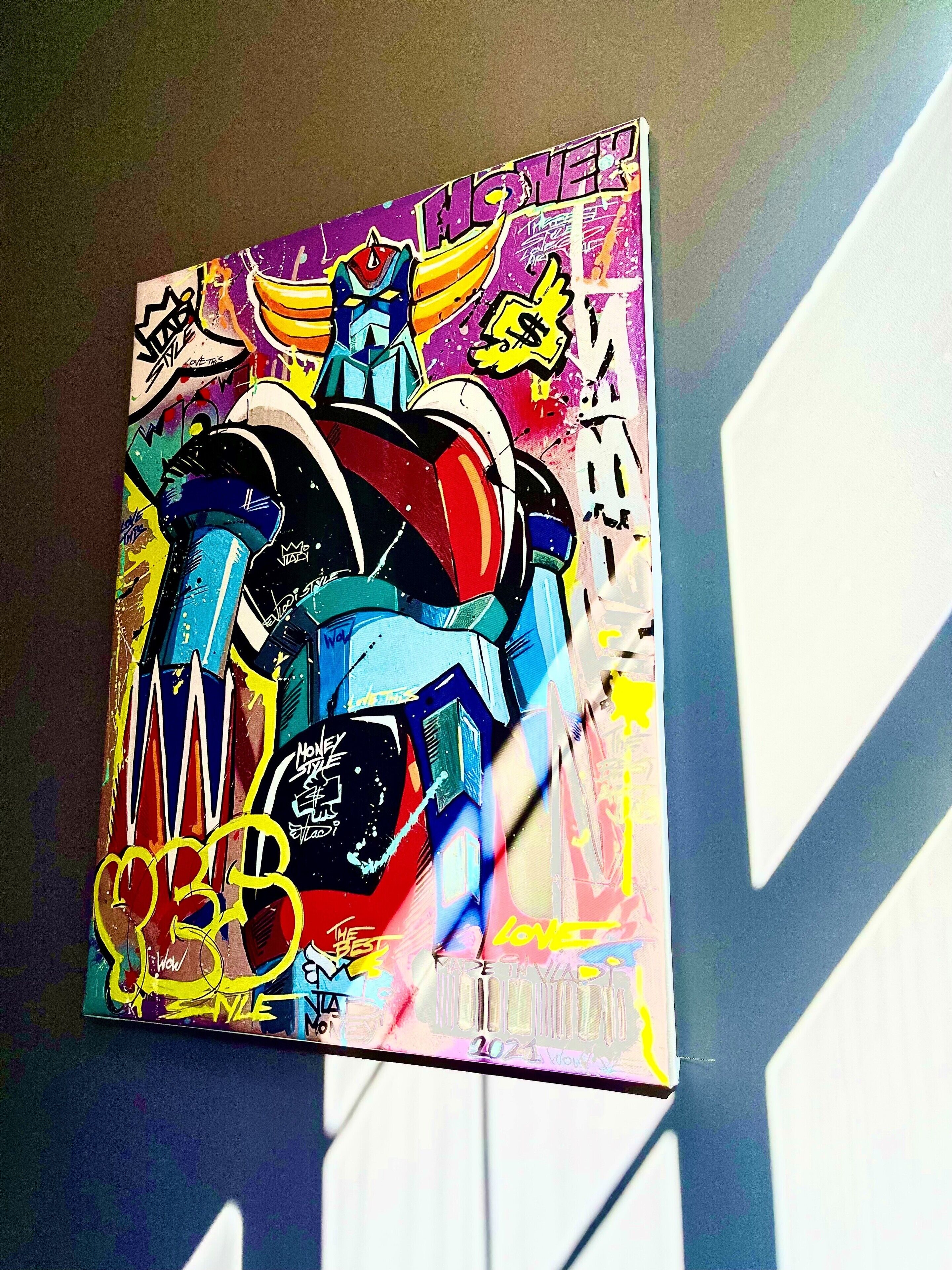 Levendige graffiti kunst op een muur.