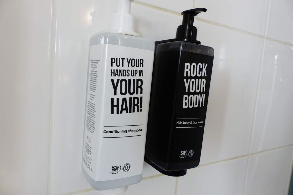 shower, eco-friendly toiletries, hair dryer, towels