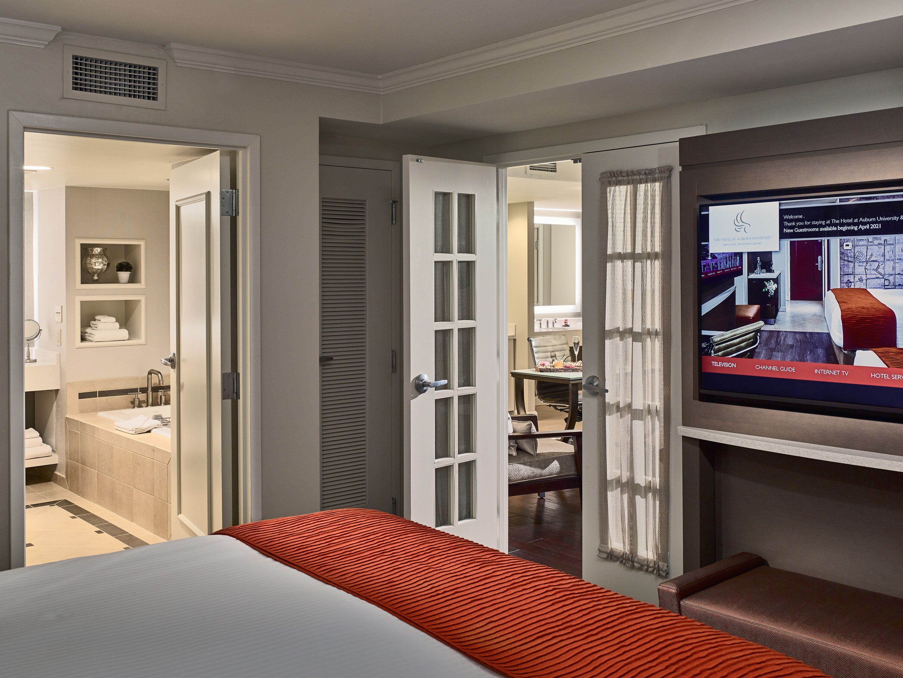 suite, 1 king bed with sofa bed (executive suite) | premium bedding, in-room safe, desk, blackout curtains