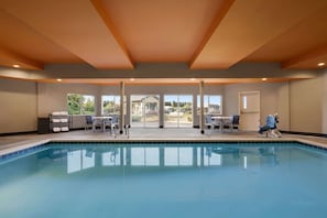 Indoor pool, open 9:00 AM to 9:00 PM, sun loungers