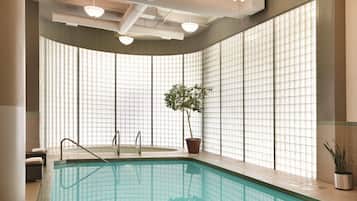 Indoor pool, open 5:30 AM to 10:30 PM, pool loungers