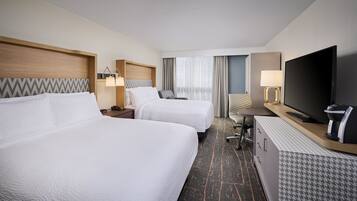 Hypo-allergenic bedding, down duvets, pillow-top beds, desk