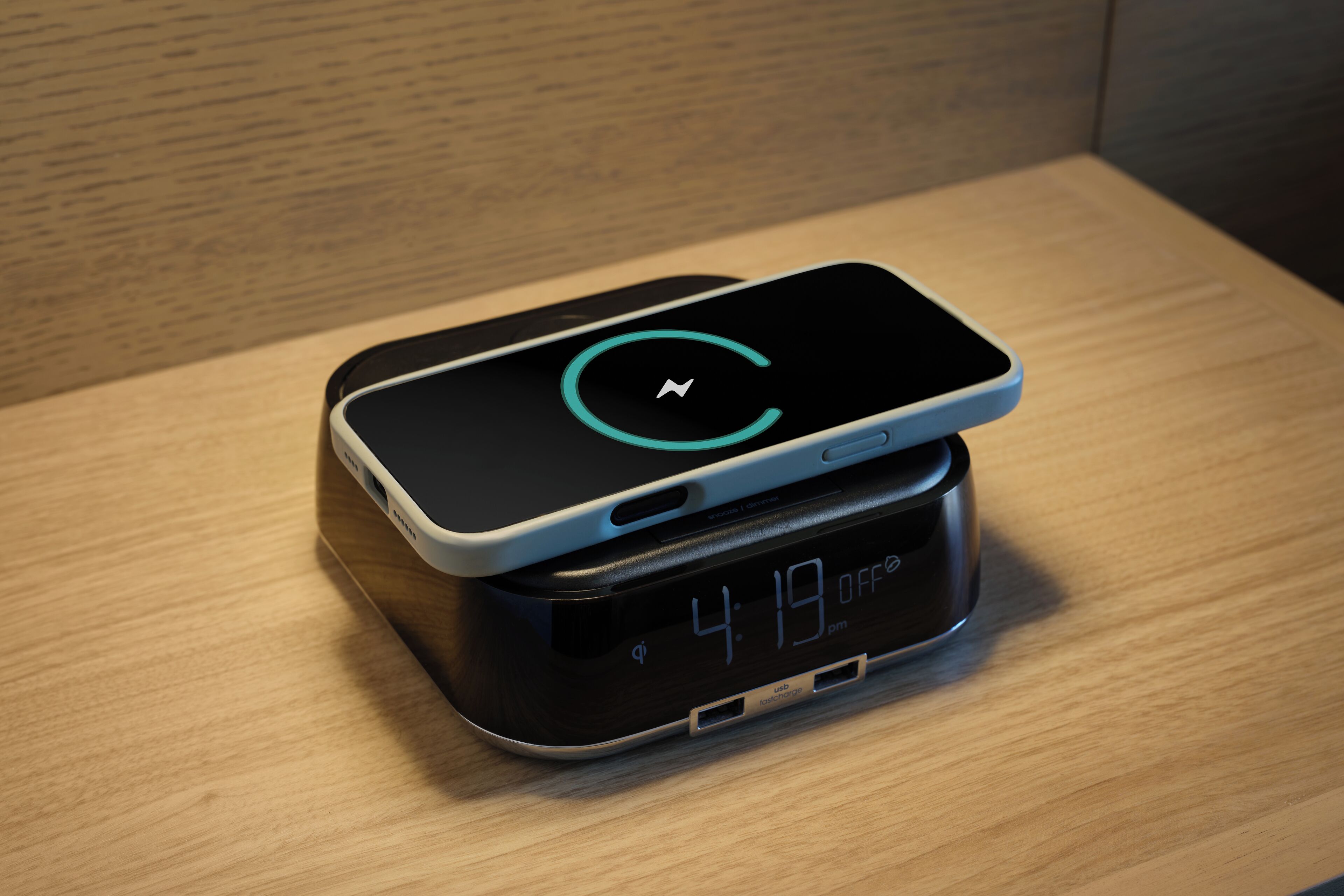 Premium bedding, desk, laptop workspace, blackout drapes