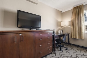 Desk, blackout curtains, iron/ironing board, free WiFi