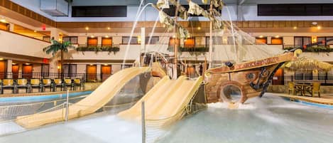 3 indoor pools, open 9:00 AM to 10:00 PM, sun loungers