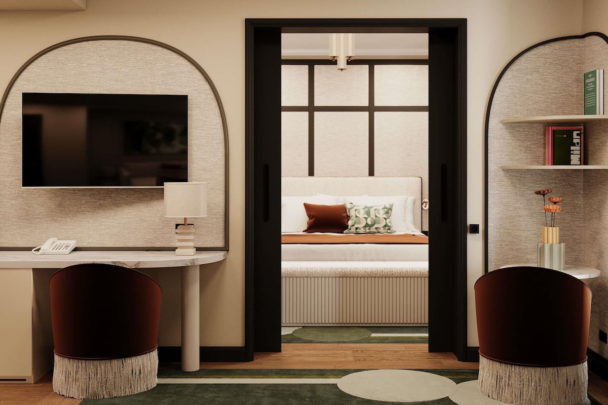 Deluxe-suite - 1 kingsize-seng - 2 badeværelser | Premium-sengetøj, gratis minibar, pengeskab på værelset, skrivebord