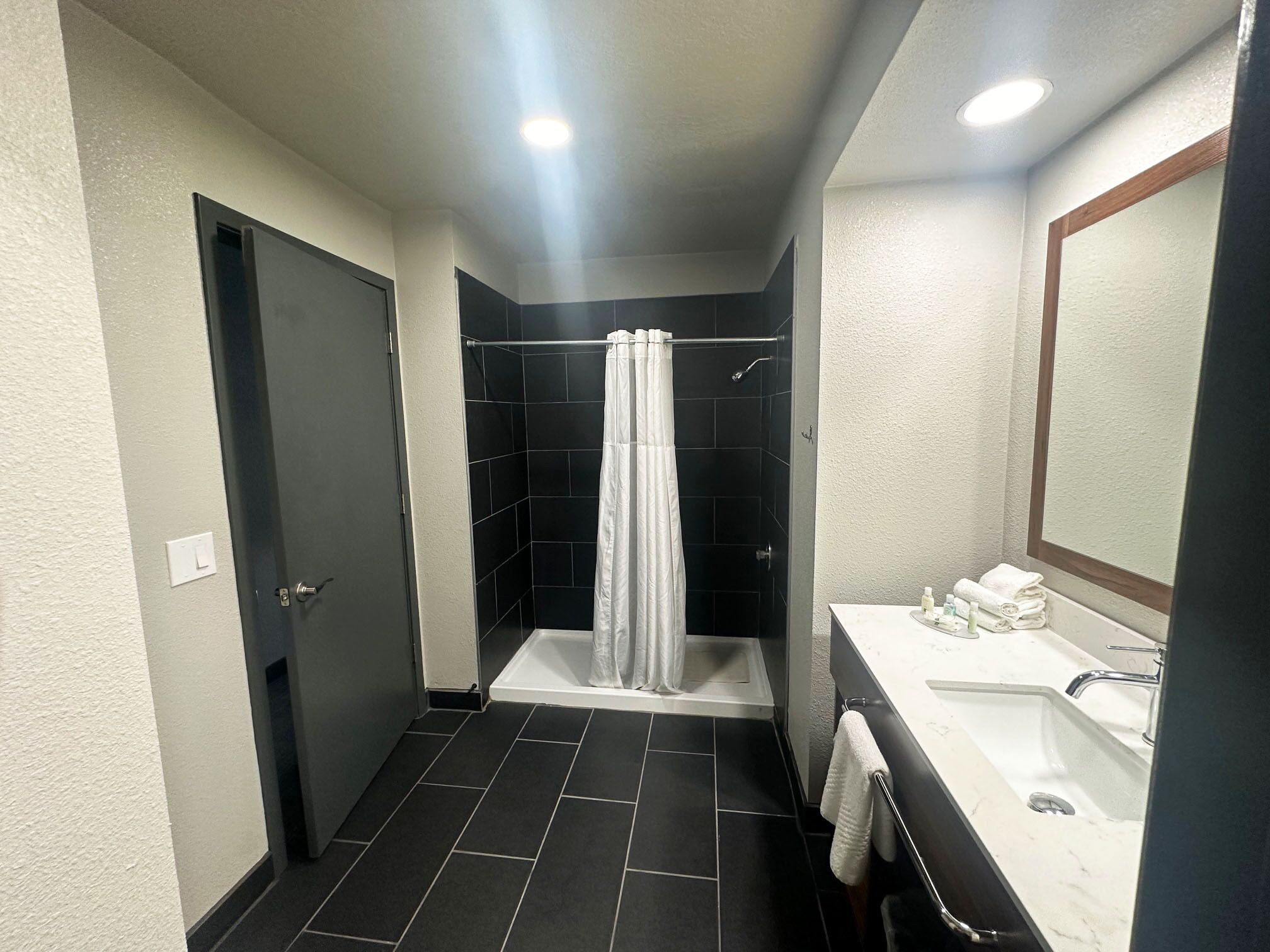 suite, 1 king bed, non smoking | bathroom | free toiletries, hair dryer, towels