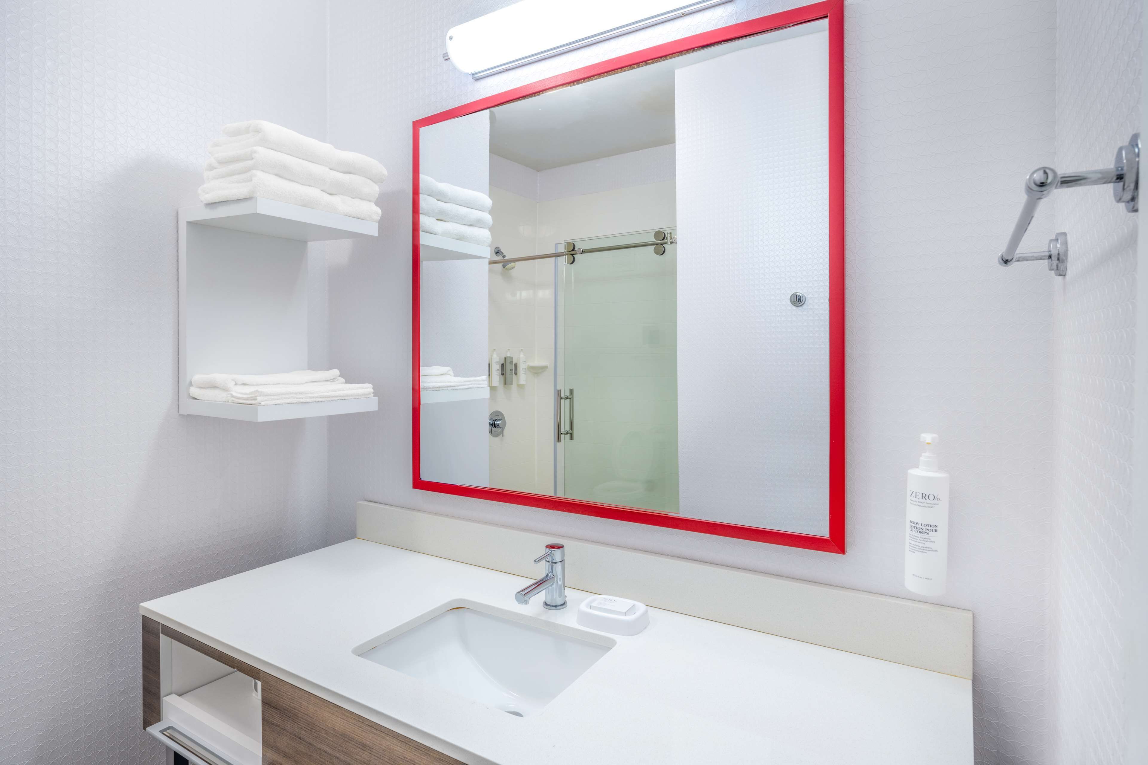 room | bathroom | combined shower/bathtub, hair dryer, towels, soap