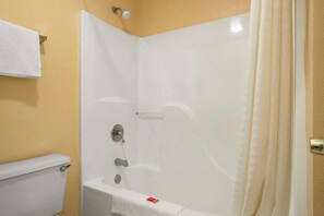 Standard Room, 2 Queen Beds | Bathroom | Combined shower/tub, free toiletries, hair dryer, towels