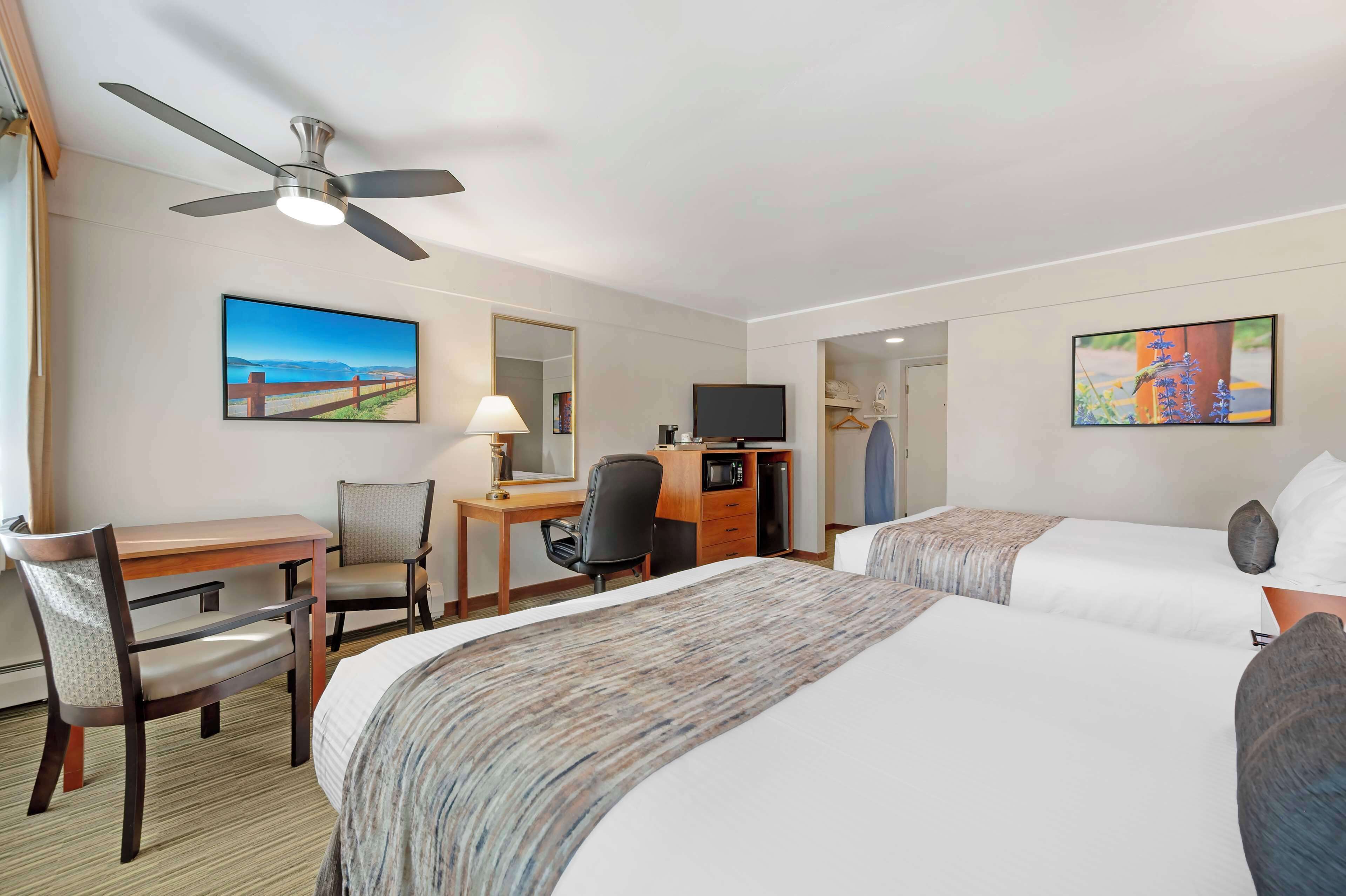 desk, blackout curtains, iron/ironing board, free cots/infant beds