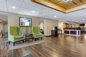Relax in the stylish lobby with a flat-screen TV and comfortable seating.