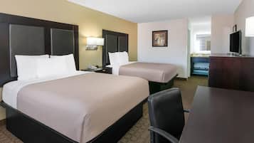 Standard Room, 2 Queen Beds, Non Smoking | Laptop workspace, blackout drapes, iron/ironing board, free WiFi