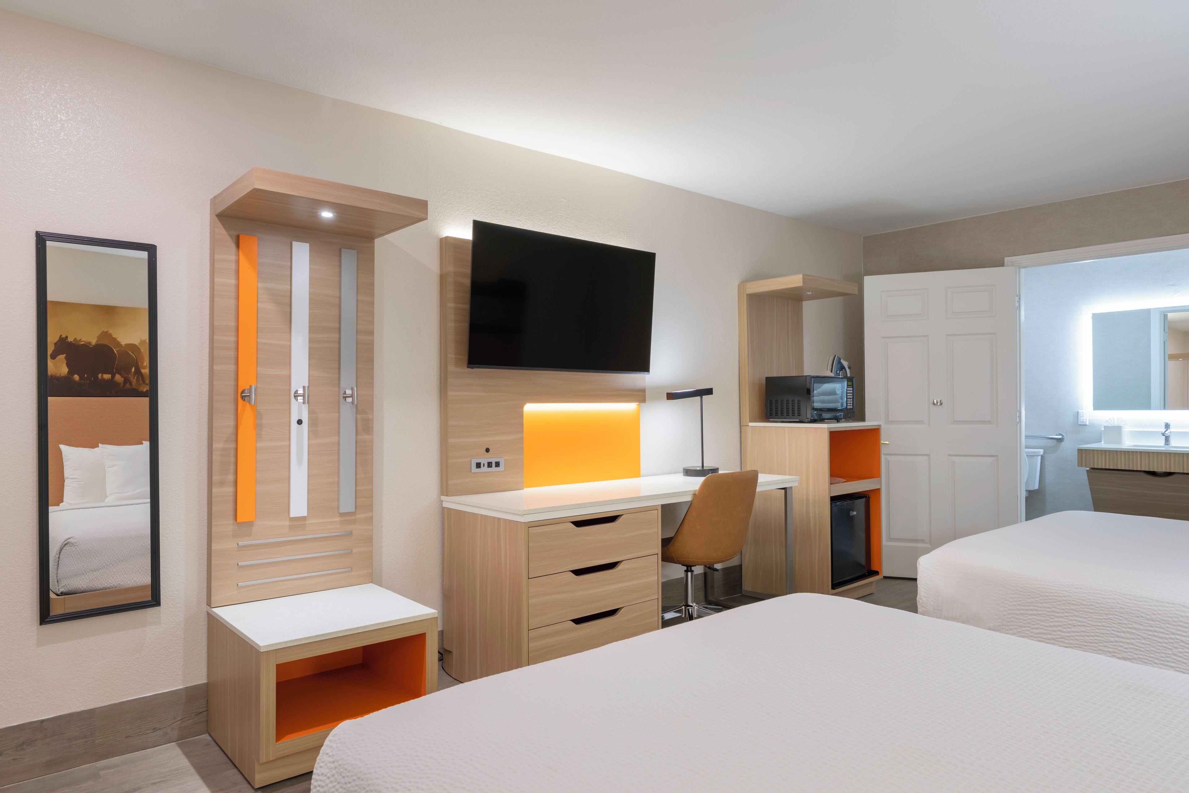 Room, 2 Queen Beds, Accessible, Non Smoking (Mobility,Tub w/Grab Bars) | Laptop workspace, blackout drapes, iron/ironing board, WiFi (free)