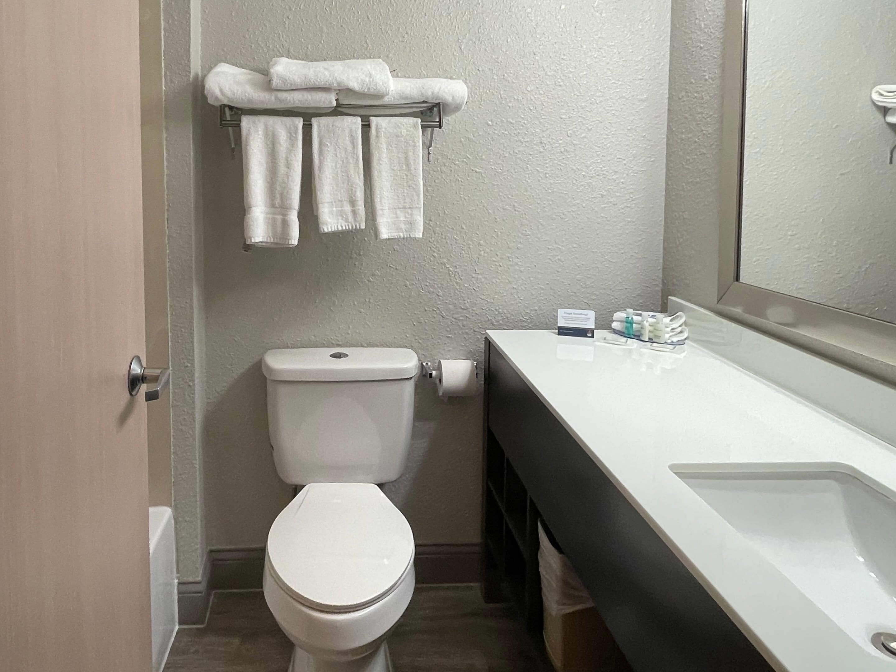 Premium bedding, desk, blackout curtains, soundproofing