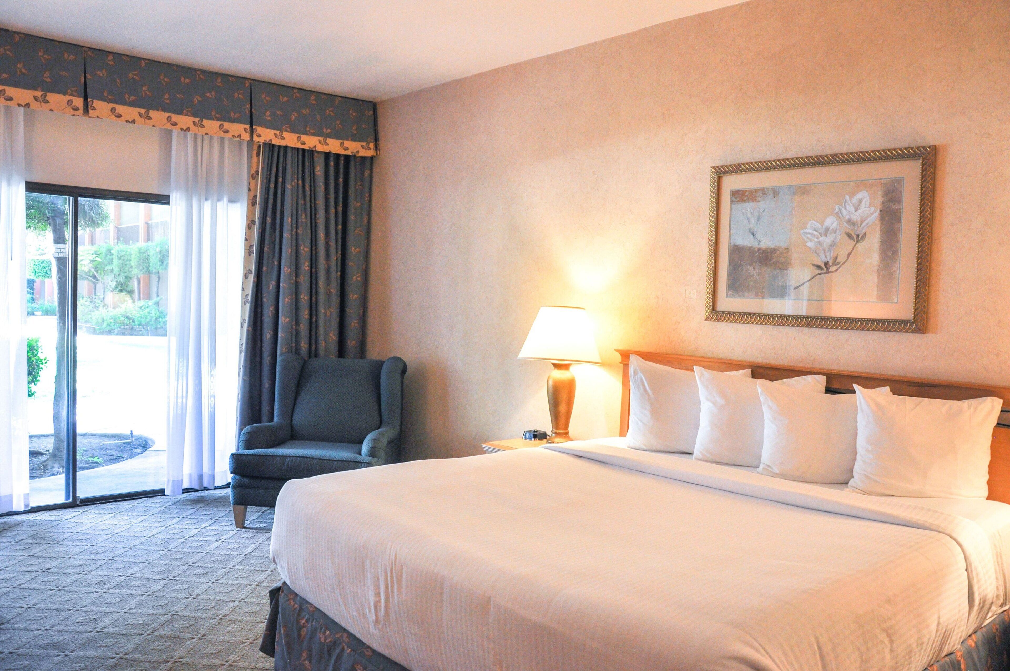 down duvets, desk, blackout curtains, iron/ironing board