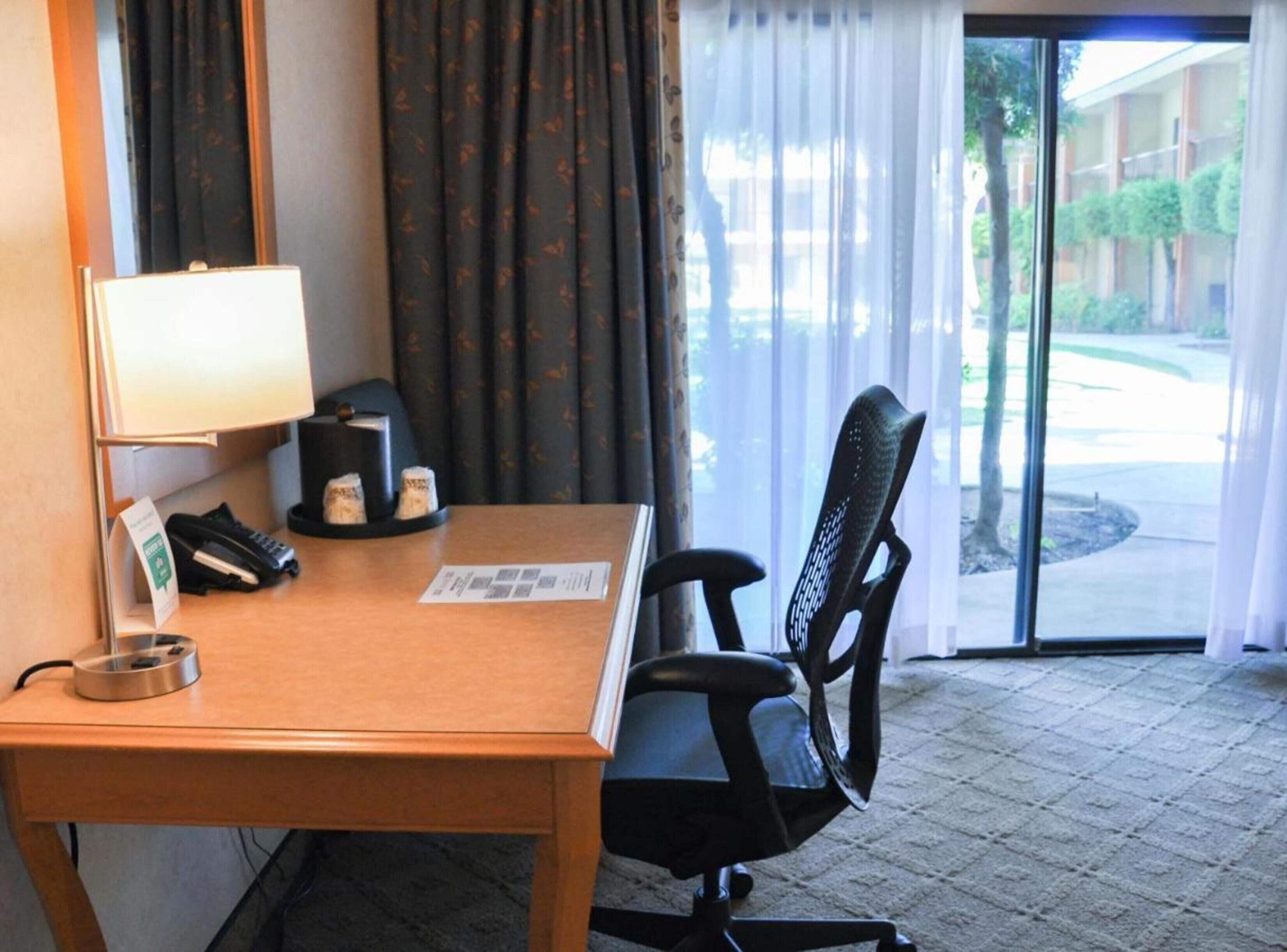 down duvets, desk, blackout curtains, iron/ironing board