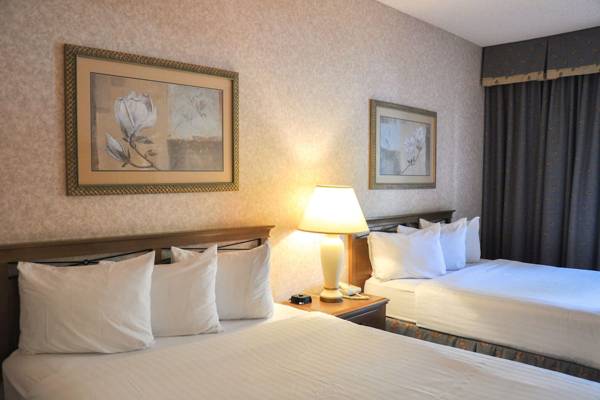 down duvets, desk, blackout curtains, iron/ironing board