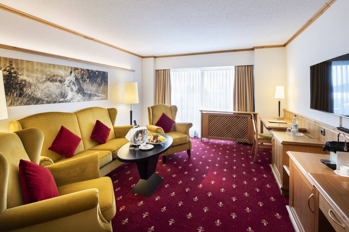 suite, 2 bathrooms (sonnenhof) | living area | flat-screen tv