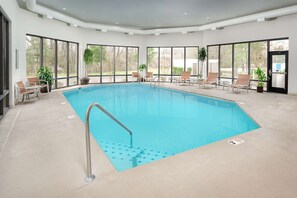 Indoor pool, open 10:00 AM to 10:00 PM, sun loungers