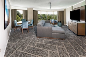 Suite, 1 King Bed, Non Smoking | Living area | 49-inch LED TV with digital channels, TV, MP3 dock