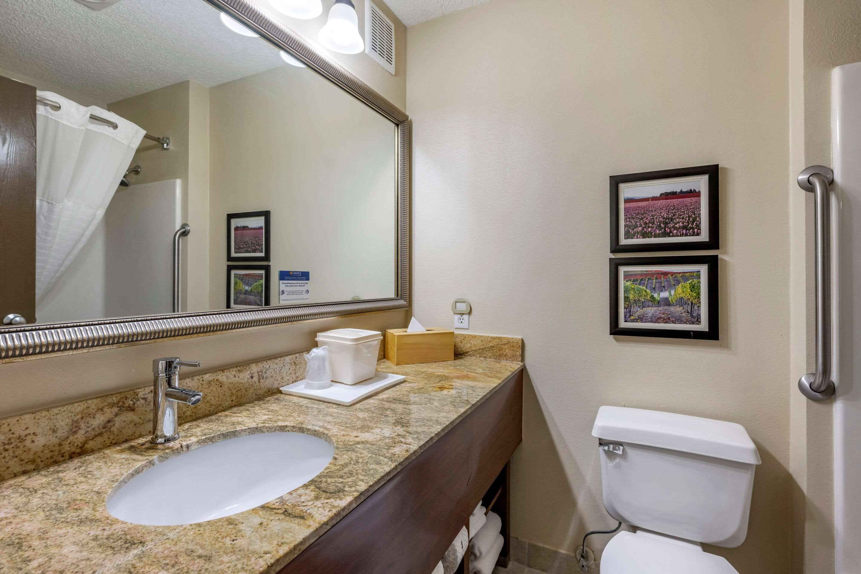 suite, 1 queen bed, non smoking | bathroom | combined shower/bathtub, free toiletries, hair dryer, towels