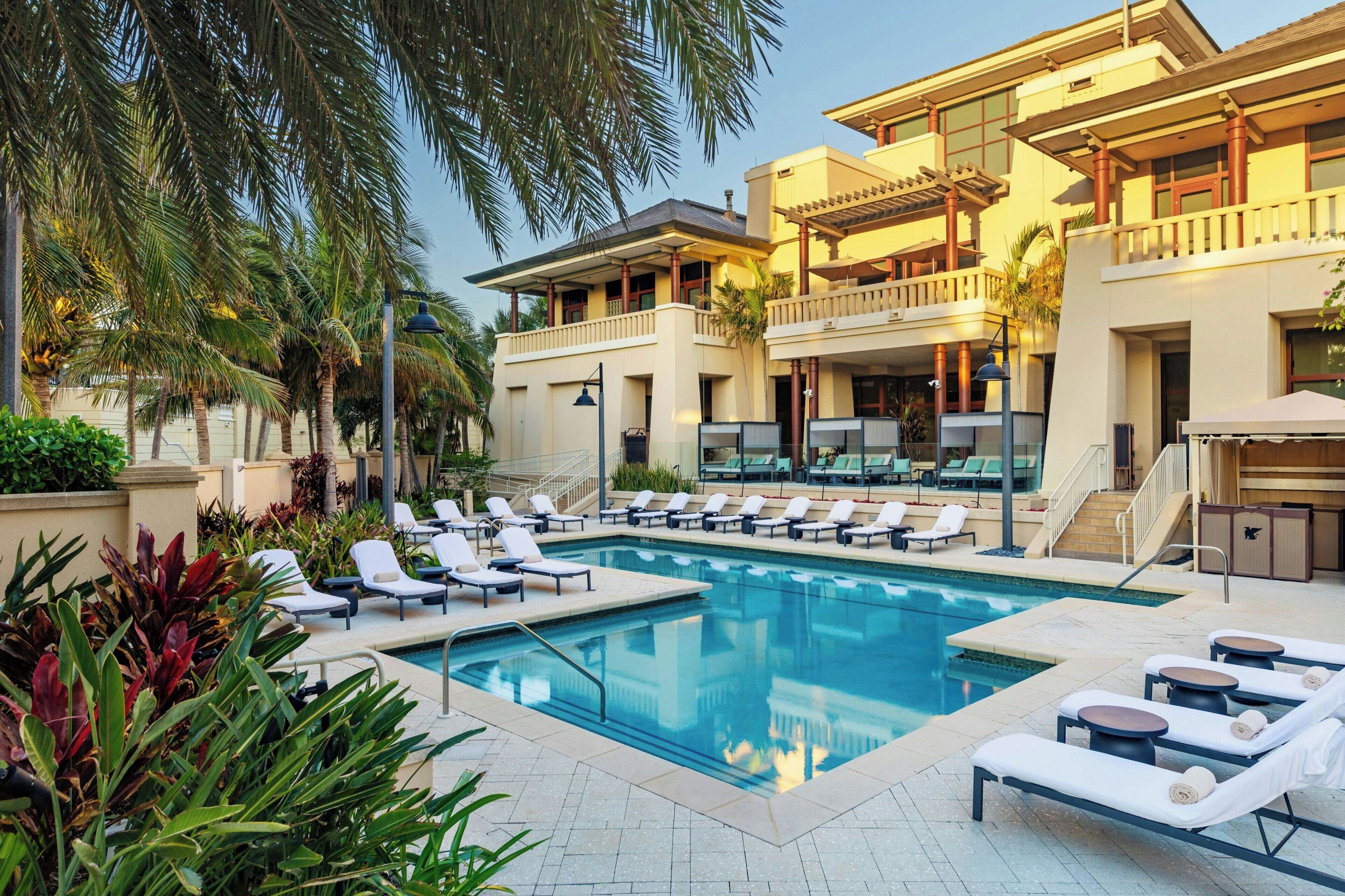 3 outdoor pools, open 8:00 AM to 10:00 PM, free cabanas, pool umbrellas