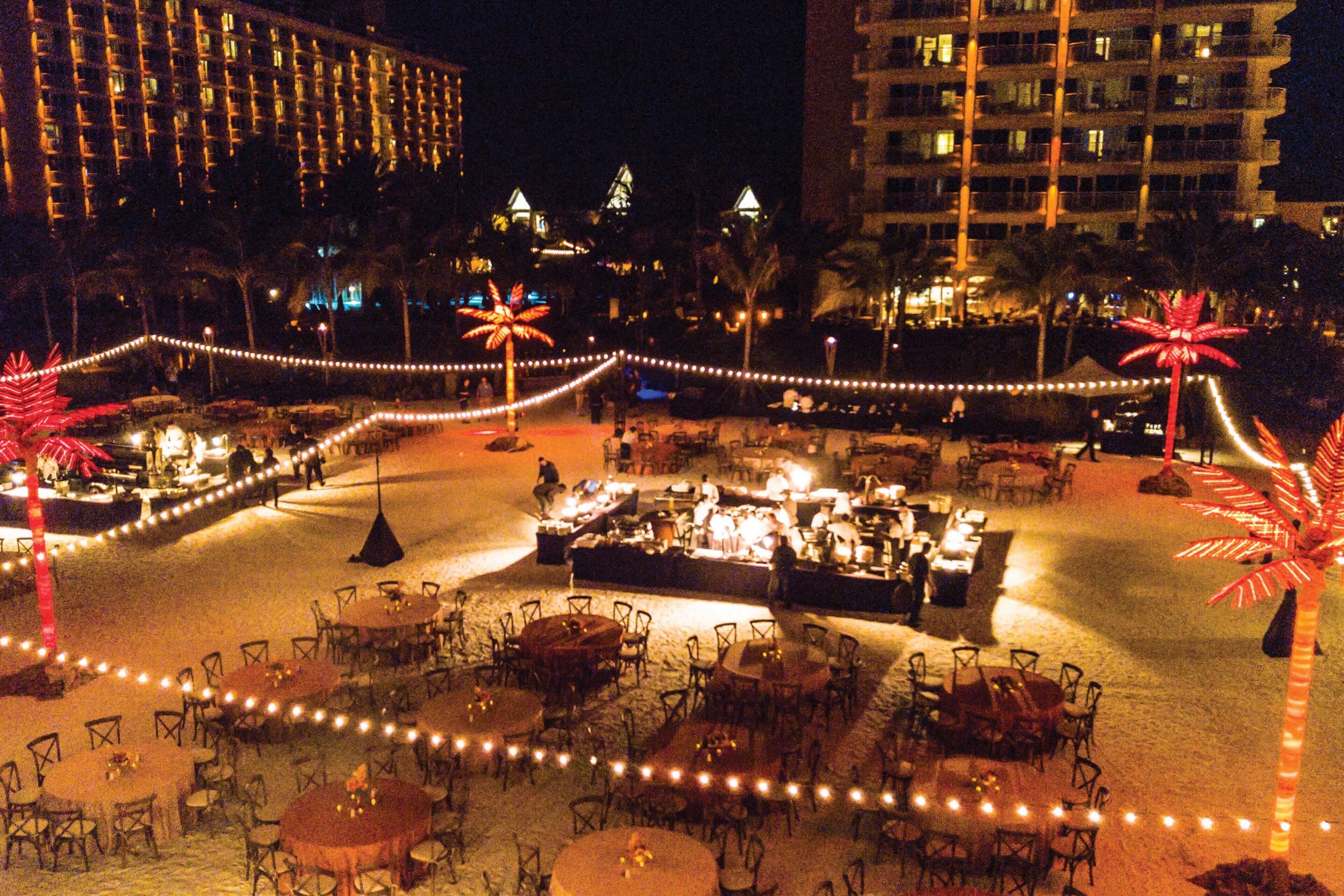 on the beach, beach cabanas, sun-loungers, beach umbrellas
