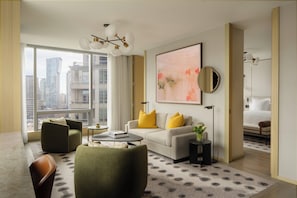Yorkville Suite | Living room | 32-inch LCD TV with satellite channels, TV, video game console
