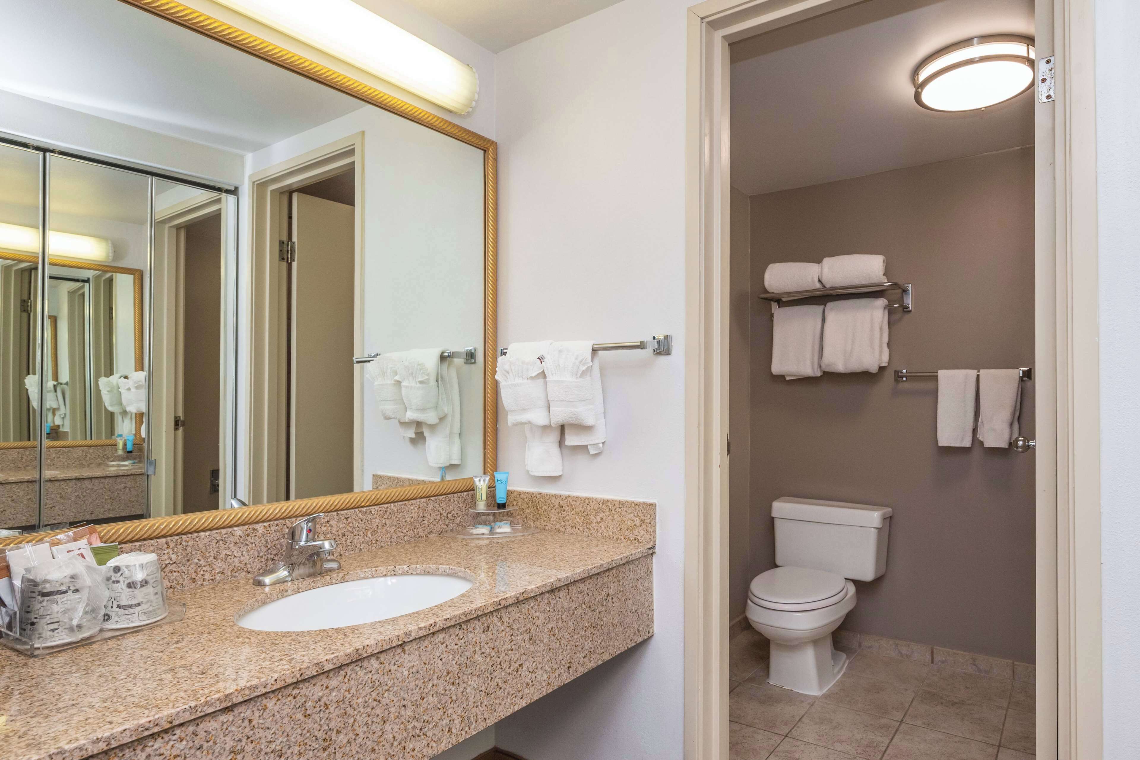 free toiletries, hair dryer, towels