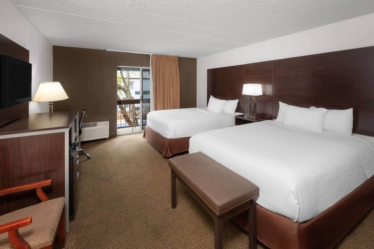 Deluxe Room, 2 Queen Beds, Non Smoking (Second Floor) | In-room safe, desk, blackout drapes, iron/ironing board
