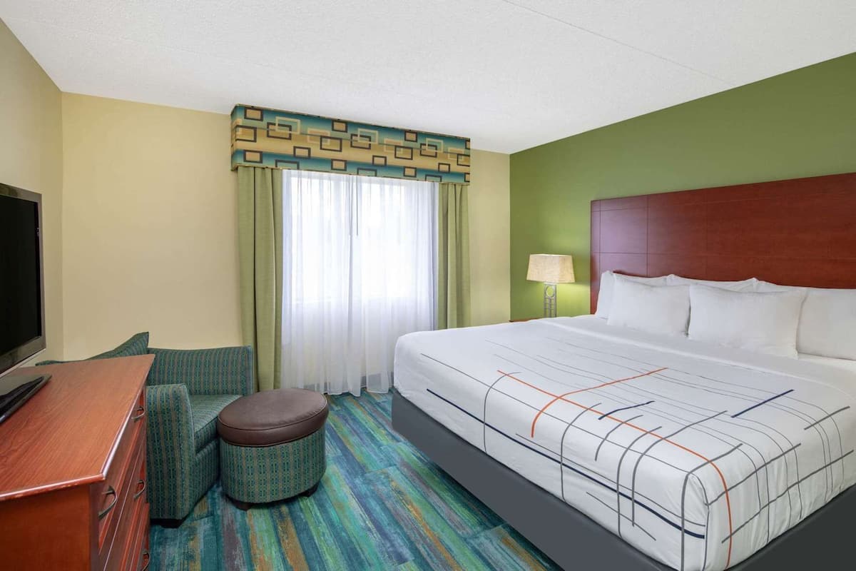 Premium bedding, pillow-top beds, desk, blackout curtains