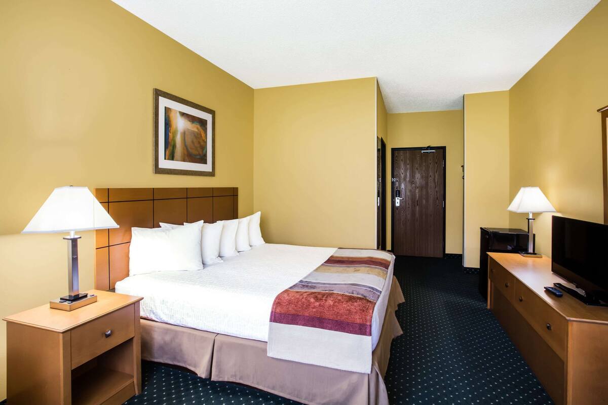 room, 1 queen bed, accessible, non smoking (mobility accessible) | in-room safe, desk, laptop workspace, blackout curtains