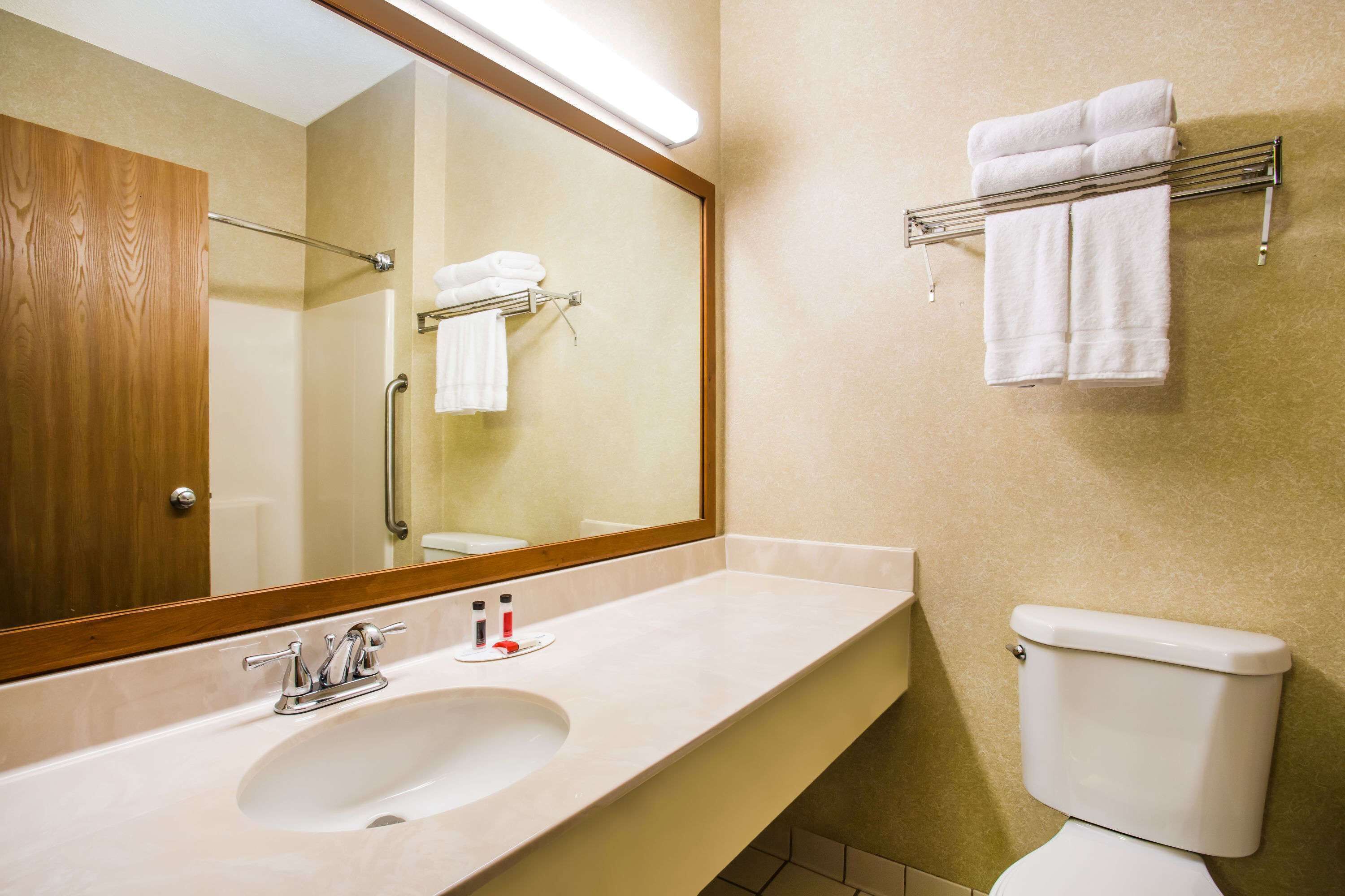 combined shower/bathtub, free toiletries, hair dryer, towels