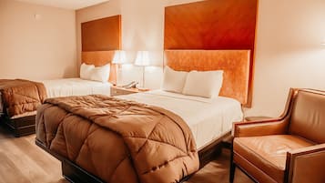 Premium bedding, iron/ironing board, bed sheets, alarm clocks