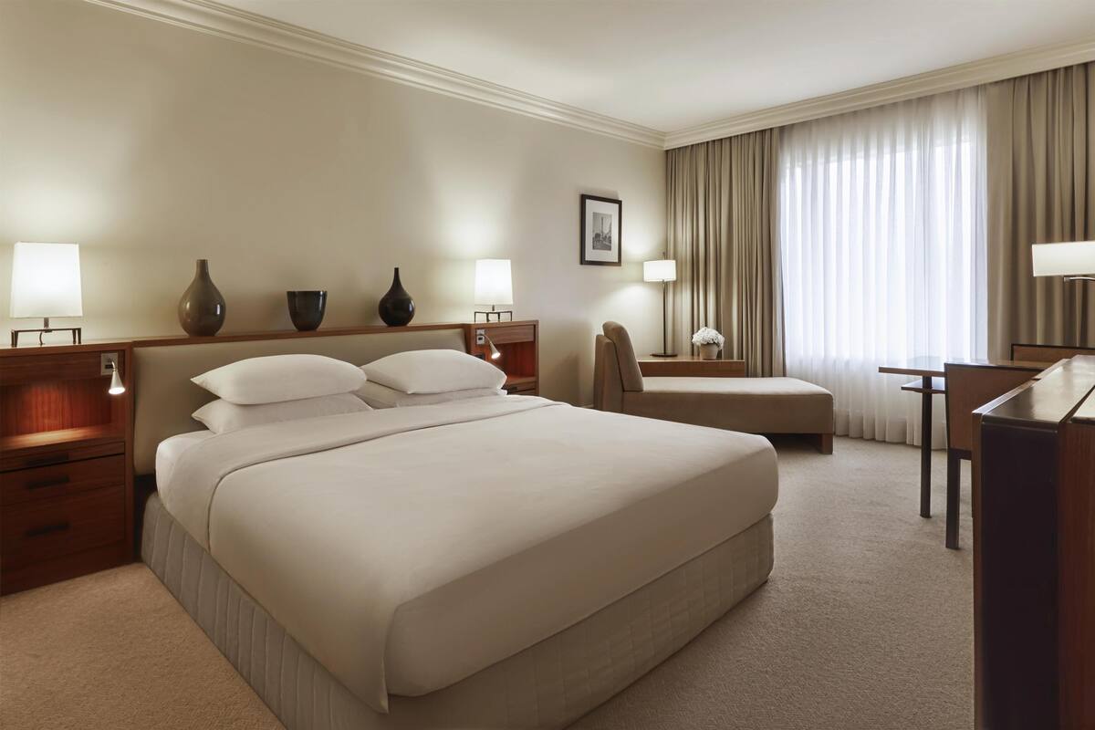 Hypo-allergenic bedding, minibar, in-room safe, desk